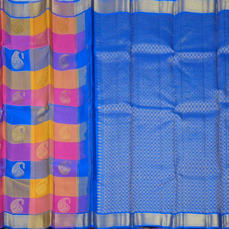 Hayagrivas Handloom Multicolour Checks Kanjivaram Silk Saree KBF592G1-2