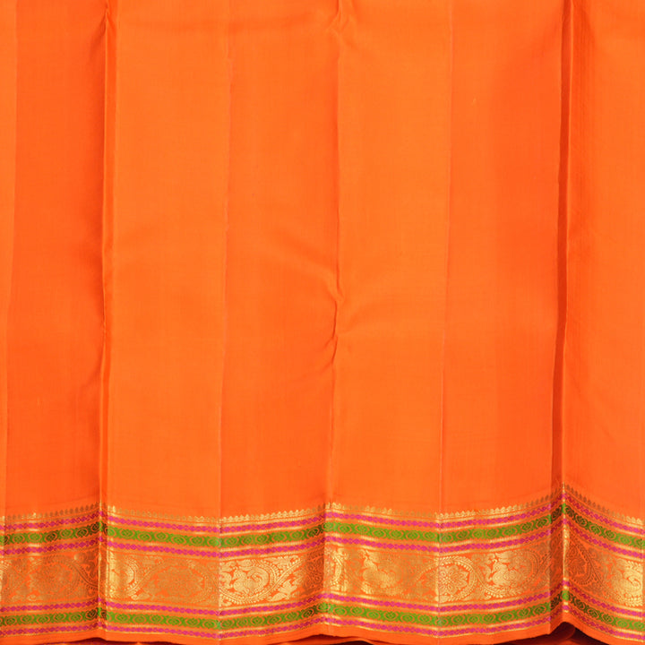 Hayagrivas Handloom Royal Blue Kanjivaram Silk Saree with Orange Border KBF593G1-1