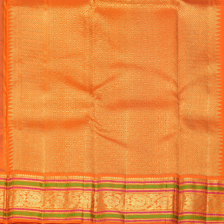 Hayagrivas Handloom Royal Blue Kanjivaram Silk Saree with Orange Border KBF593G1-1