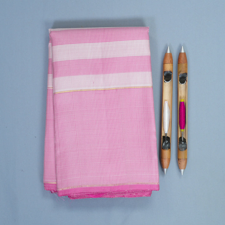Hayagrivas Handloom Pink &amp; White (Zasa Zasa Checks) Kanjivaram Silk Saree KBF593G4-1