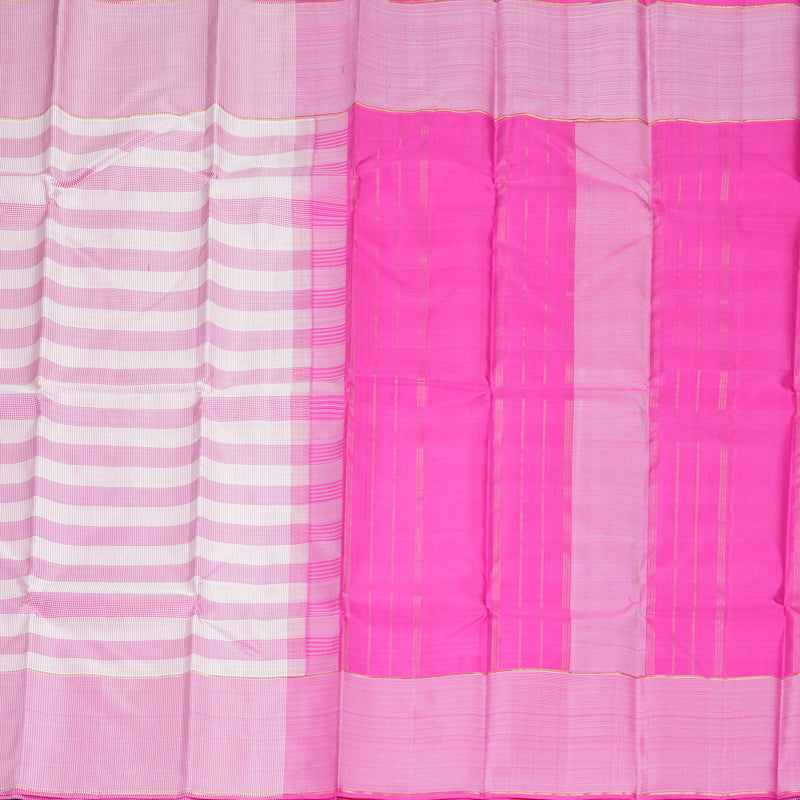 Hayagrivas Handloom Pink &amp; White (Zasa Zasa Checks) Kanjivaram Silk Saree KBF593G4-1