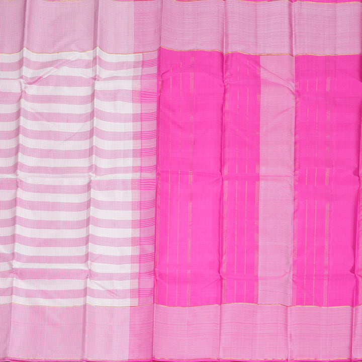 Hayagrivas Handloom Pink &amp; White (Zasa Zasa Checks) Kanjivaram Silk Saree KBF593G4-1