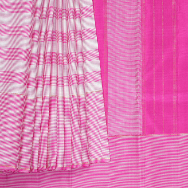 Hayagrivas Handloom Pink &amp; White (Zasa Zasa Checks) Kanjivaram Silk Saree KBF593G4-1