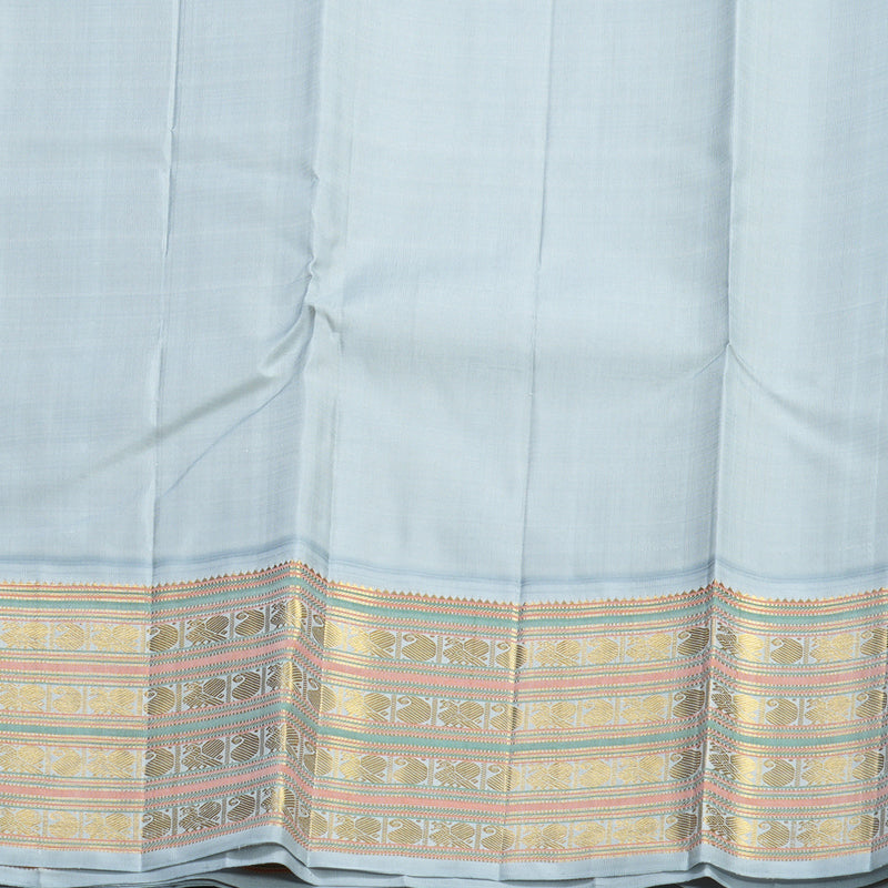 Hayagrivas Handloom Lime Green Kanjivaram Silk Saree with Powder Blue Border KBF593G5-1