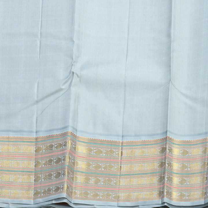 Hayagrivas Handloom Lime Green Kanjivaram Silk Saree with Powder Blue Border KBF593G5-1