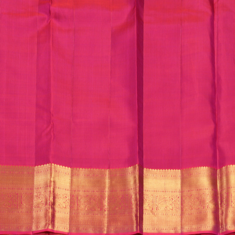 Hayagrivas Handloom Bottle Green Kanjivaram Silk Saree with Orangish Pink Border KBF595G1-1