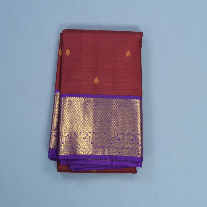 Hayagrivas Handloom Kum Kum Maroon Kanjivaram Silk Saree with Purple Border KBF595G2-3