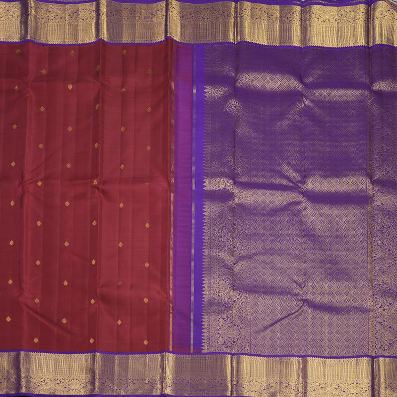 Hayagrivas Handloom Kum Kum Maroon Kanjivaram Silk Saree with Purple Border KBF595G2-3
