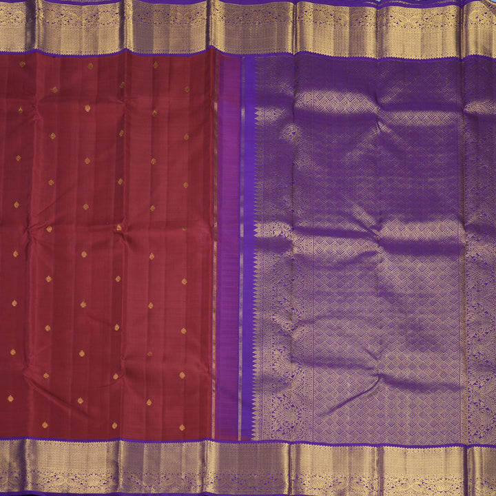 Hayagrivas Handloom Kum Kum Maroon Kanjivaram Silk Saree with Purple Border KBF595G2-3