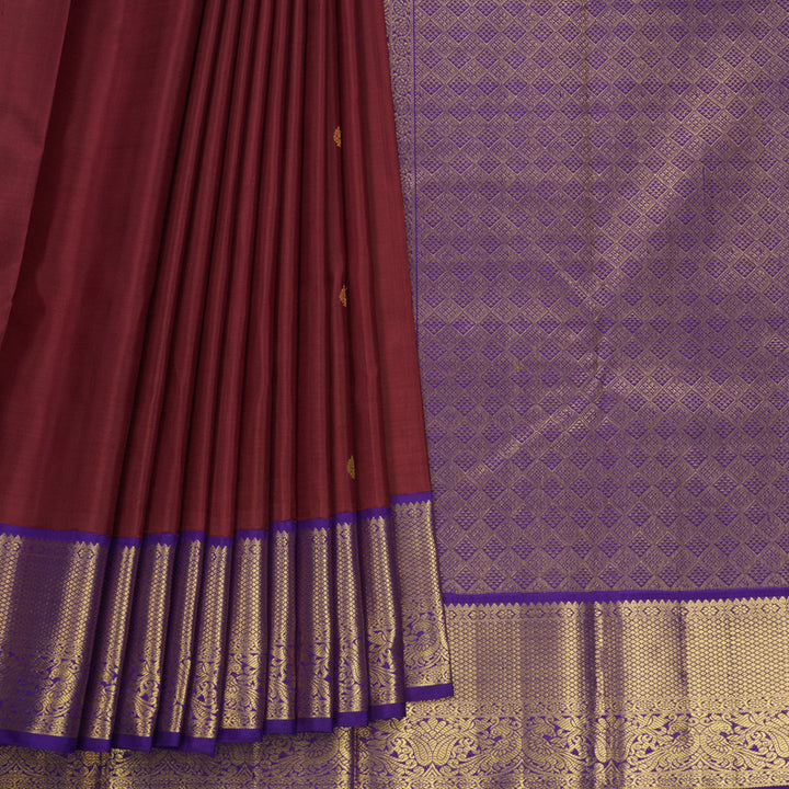 Hayagrivas Handloom Kum Kum Maroon Kanjivaram Silk Saree with Purple Border KBF595G2-3