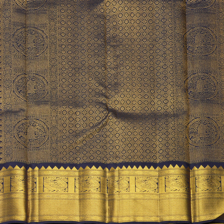Hayagrivas Handloom Red Kanjivaram Silk Saree with Midnight Blue Border KBF595G3-1