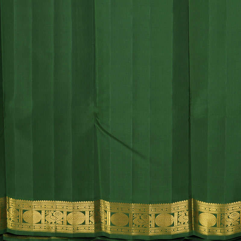 Hayagrivas Handloom Half-White Kanjivaram Silk Saree with Olive Green Border KBF595G4-2