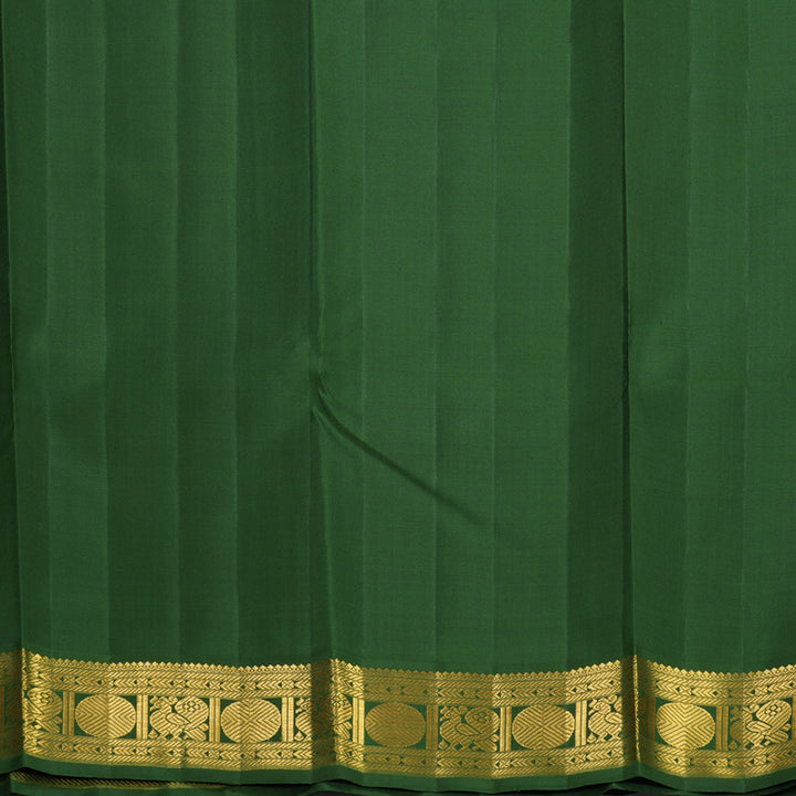 Hayagrivas Handloom Half-White Kanjivaram Silk Saree with Olive Green Border KBF595G4-2