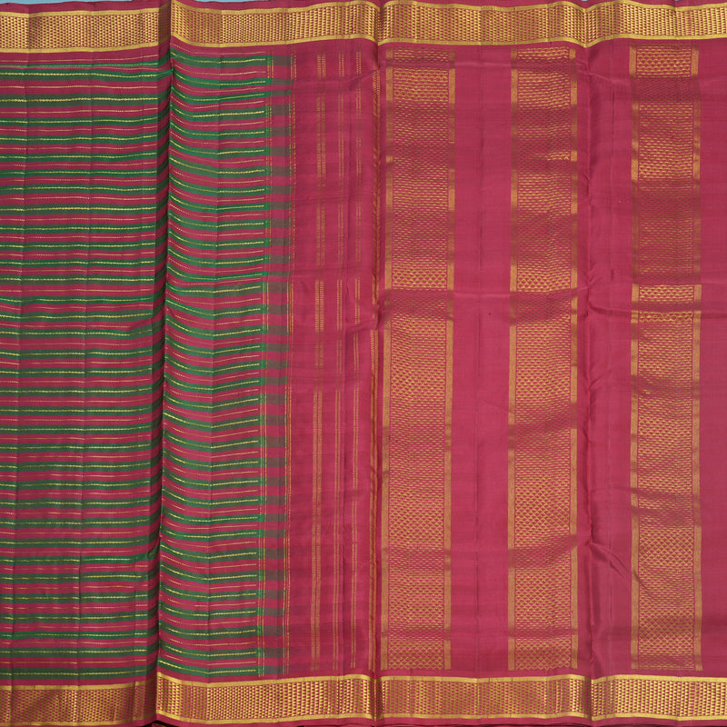 Hayagrivas Handloom Maroon &amp; Manthalir Stripes Ten Yards Silk Saree KBF596G10-1