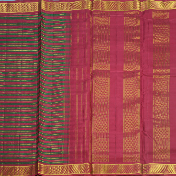 Hayagrivas Handloom Maroon &amp; Manthalir Stripes Ten Yards Silk Saree KBF596G10-1