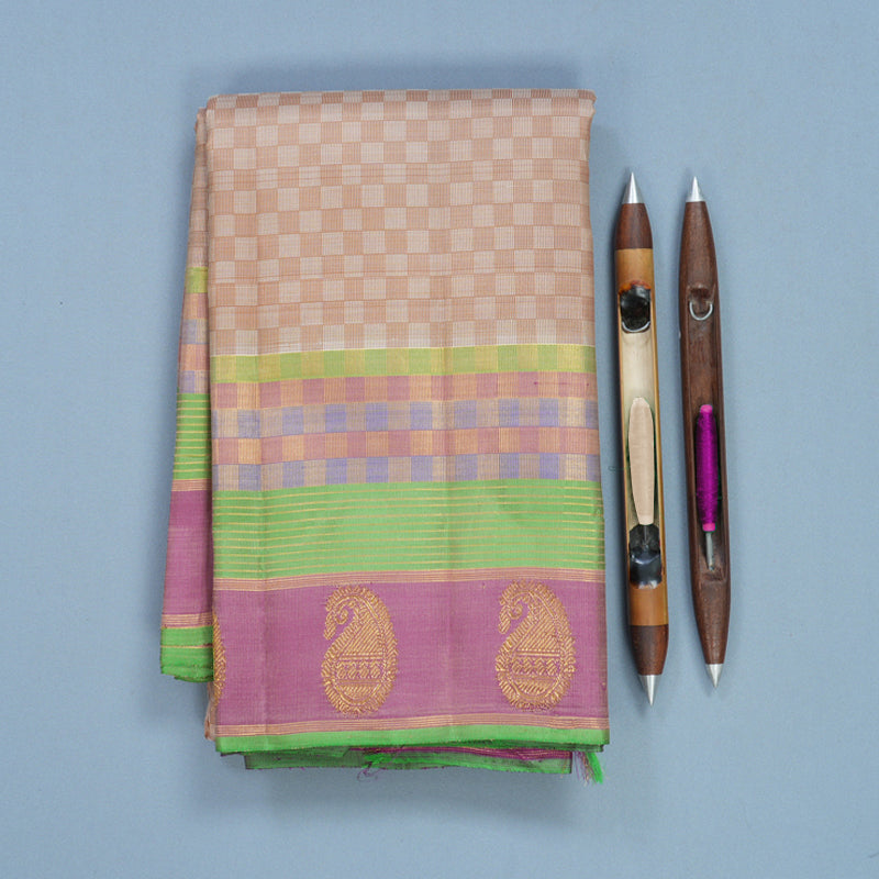Hayagrivas Handloom Cream Kanjivaram Silk Saree with Multicolour Border KBF596G2-1