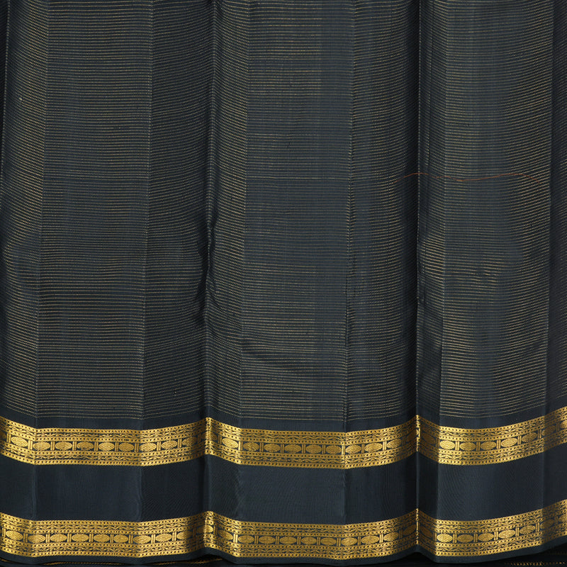 Hayagrivas Handloom Orange Kanjivaram Silk Saree with Black Border KBF596G5-1