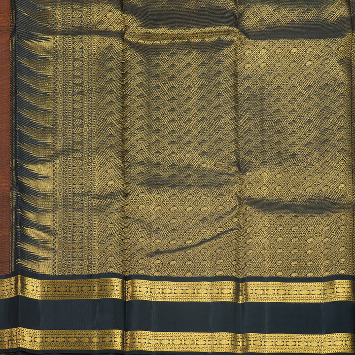 Hayagrivas Handloom Orange Kanjivaram Silk Saree with Black Border KBF596G5-1