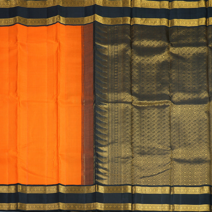 Hayagrivas Handloom Orange Kanjivaram Silk Saree with Black Border KBF596G5-1