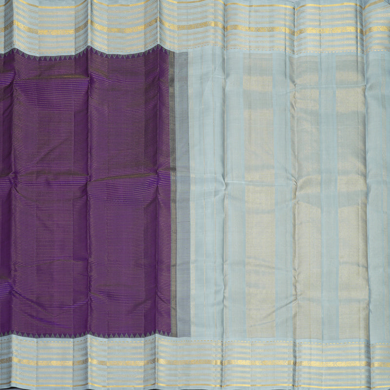Hayagrivas Handloom Brinjal Purple Kanjivaram Silk Saree with Ash Grey Border KBF596G6-1