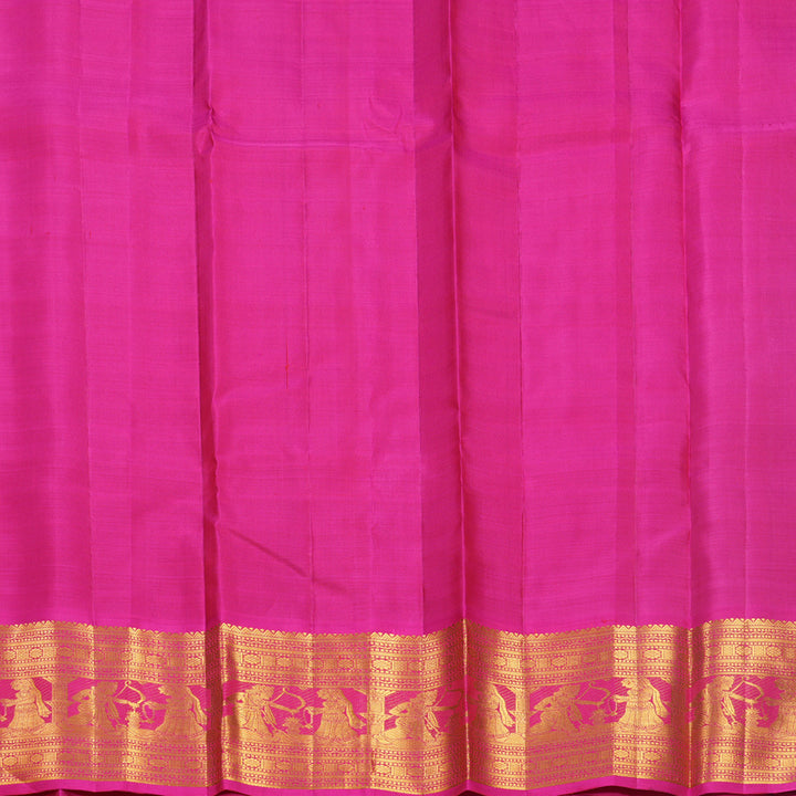 Hayagrivas Handloom Bottle Green Kanjivaram Silk Saree with Rani Pink Border KBF596G8-1