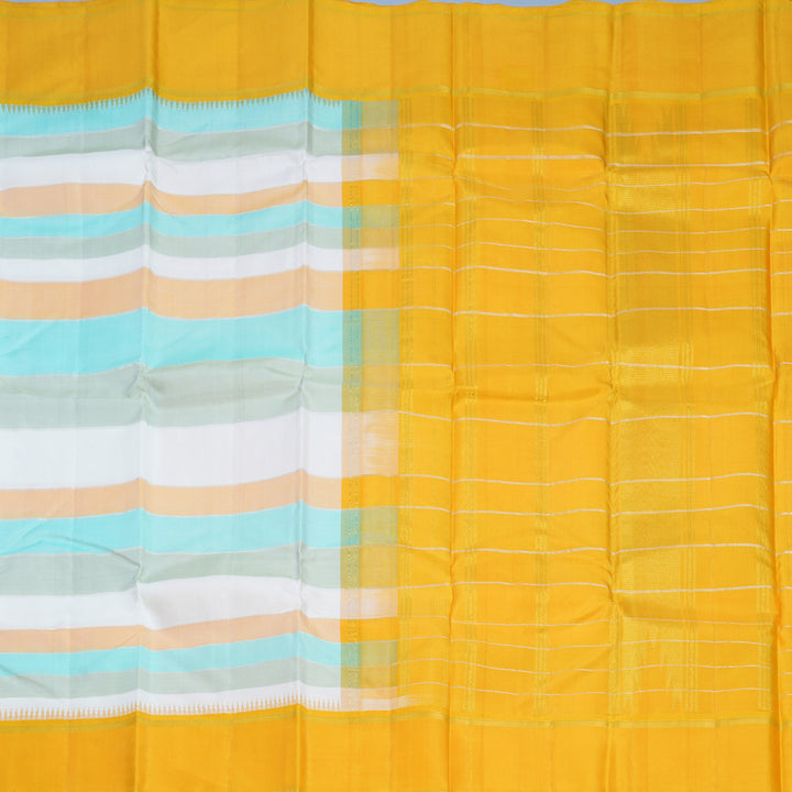 Hayagrivas Handloom Multicolour Kanjivaram Silk Saree with Yellow Border KBF597G1-1