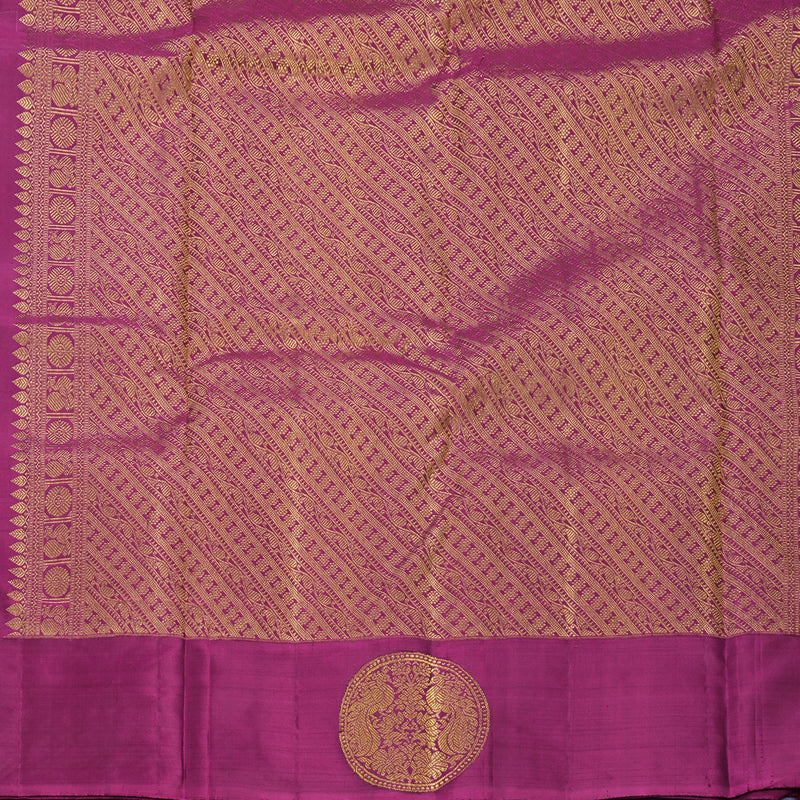 Hayagrivas Handloom Grey Kanjivaram Silk Saree with Purple Border KBF597G2-1