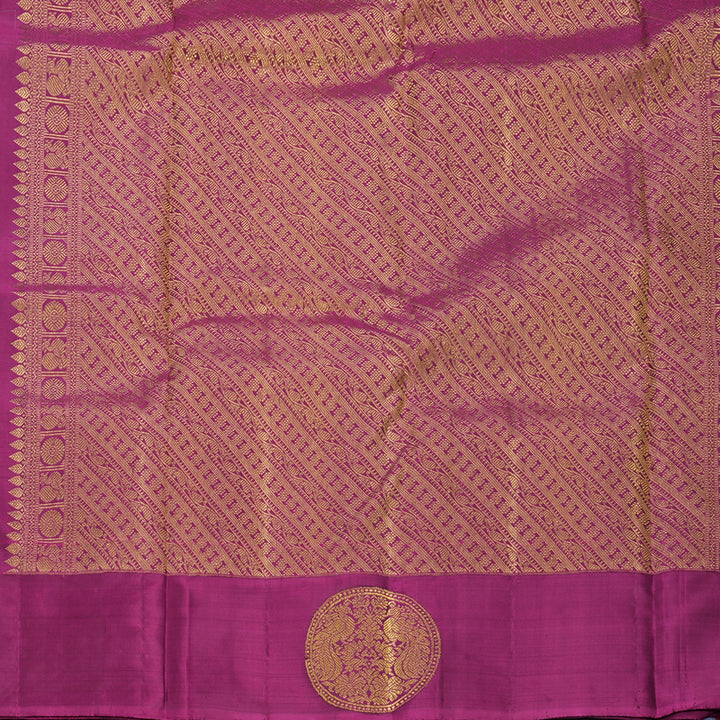 Hayagrivas Handloom Grey Kanjivaram Silk Saree with Purple Border KBF597G2-1