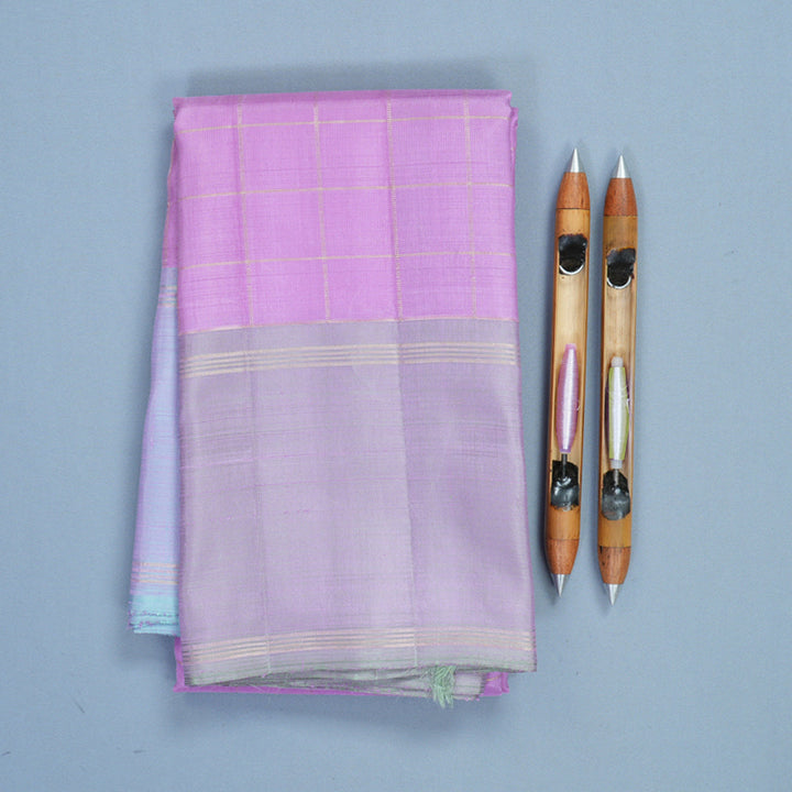 Hayagrivas Handloom Lavender Kanjivaram Silk Saree with Lilac-Grey Border KBF597G9-1
