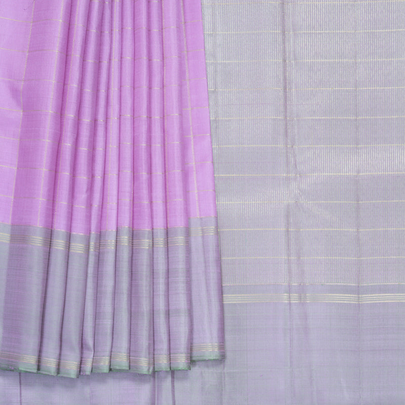Hayagrivas Handloom Lavender Kanjivaram Silk Saree with Lilac-Grey Border KBF597G9-1