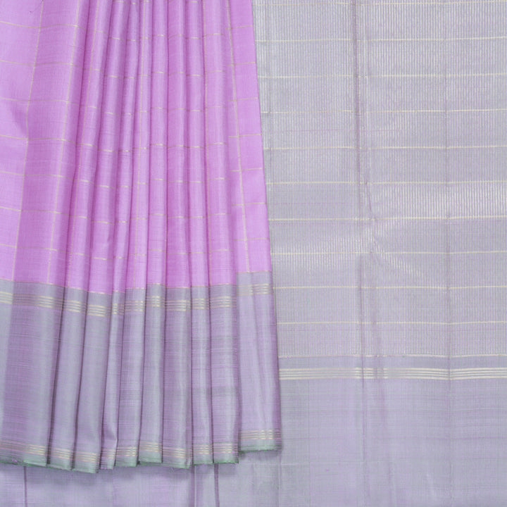 Hayagrivas Handloom Lavender Kanjivaram Silk Saree with Lilac-Grey Border KBF597G9-1
