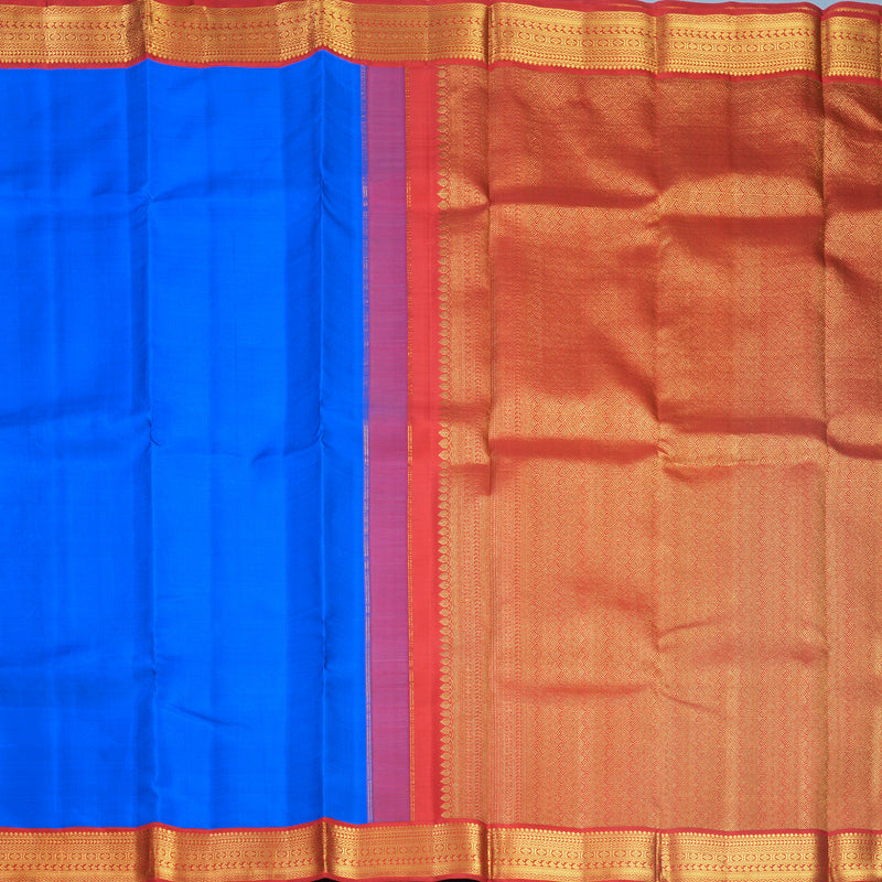 Hayagrivas Handloom MS Blue Kanjivaram Silk Saree with Red Border KBF598G1-1