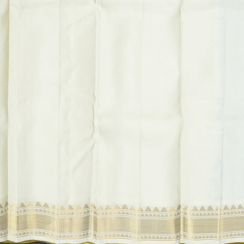 Hayagrivas Handloom Dark Green Kanjivaram Silk Saree with Half-White Border KBF598G2-1