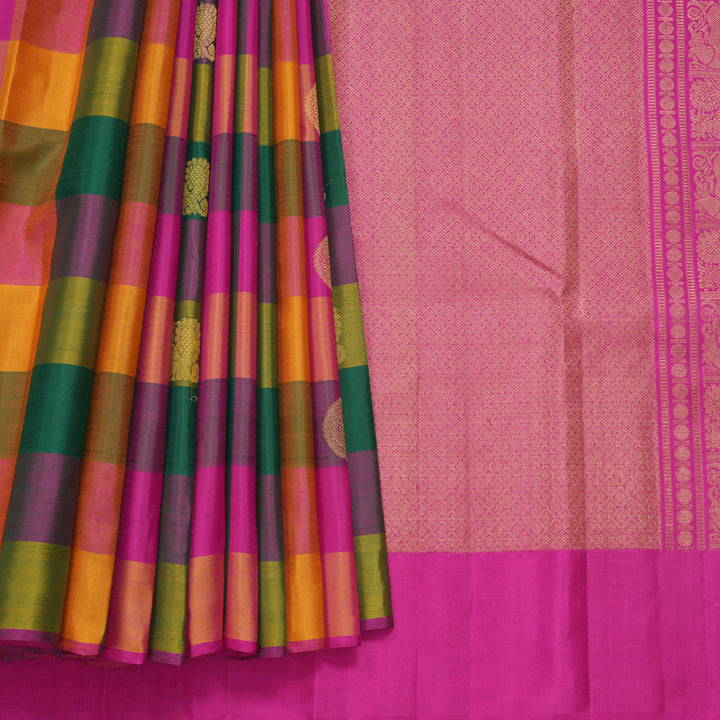 Hayagrivas Handloom Multicolour Checks Kanjivaram Silk Saree KBF599G2-1