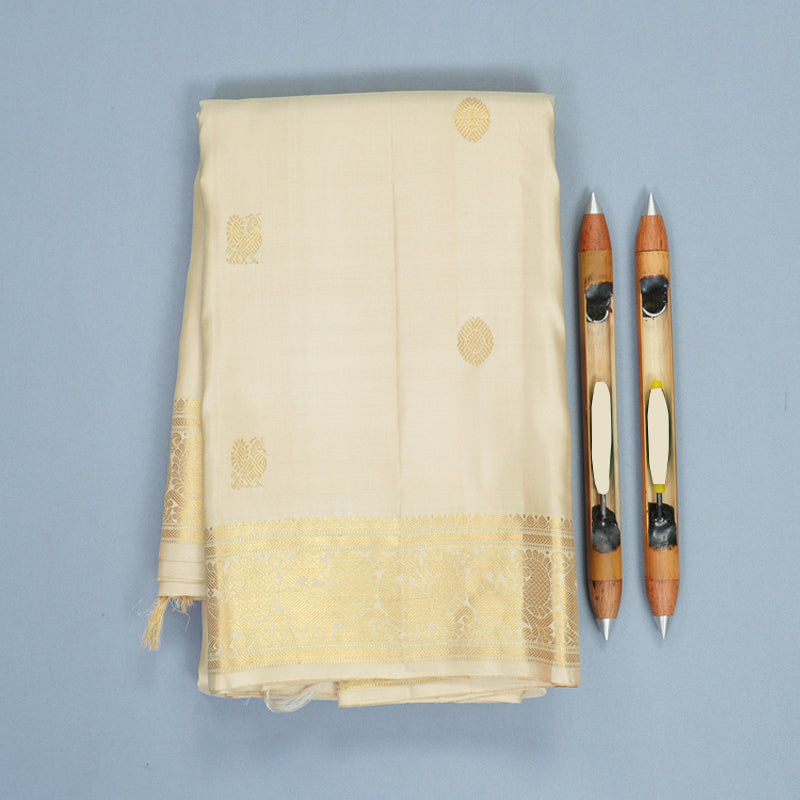 Hayagrivas Handloom Cream Kanjivaram Silk Saree KBF599G2-2