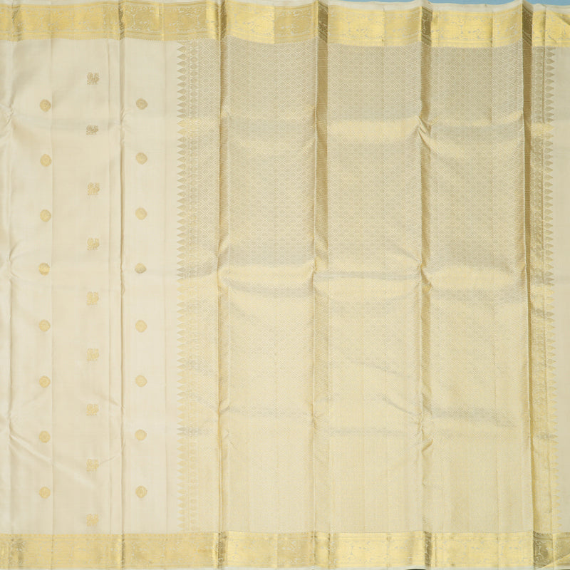 Hayagrivas Handloom Cream Kanjivaram Silk Saree KBF599G2-2