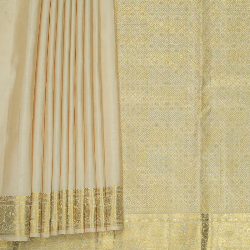 Hayagrivas Handloom Cream Kanjivaram Silk Saree KBF599G2-2
