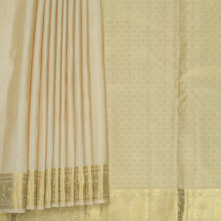 Hayagrivas Handloom Cream Kanjivaram Silk Saree KBF599G2-2
