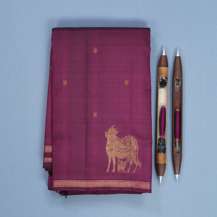 Hayagrivas Handloom Purple Kanjivaram Silk Saree KBF599G2-4