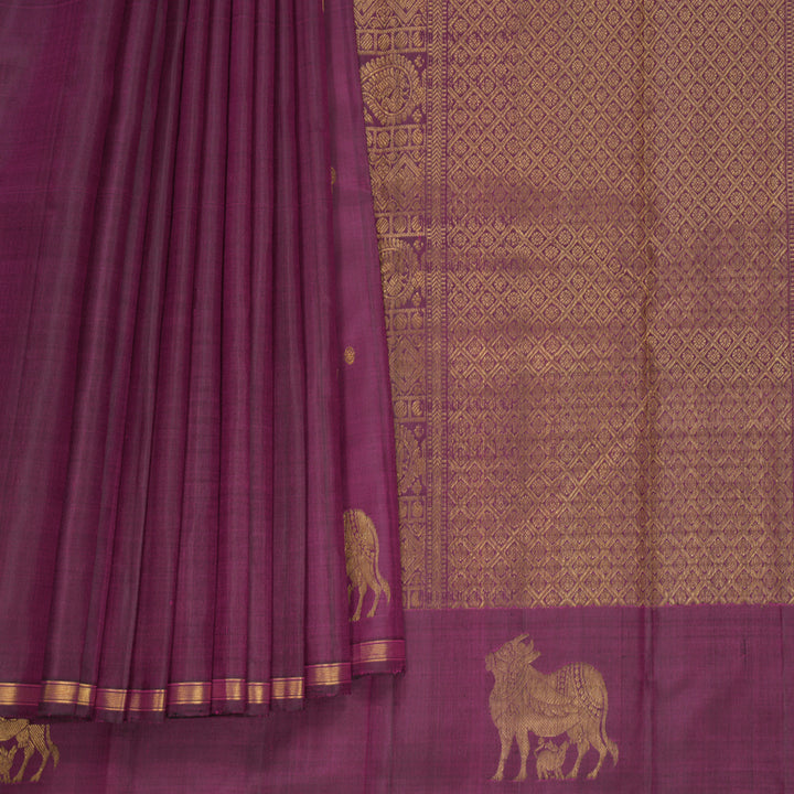 Hayagrivas Handloom Purple Kanjivaram Silk Saree KBF599G2-4