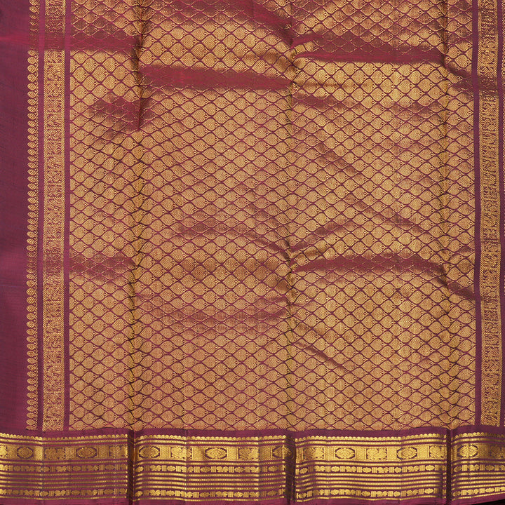 Hayagrivas Handloom Royal Blue Kanjivaram Silk Saree with Araku Maroon Border KBF599G2-5