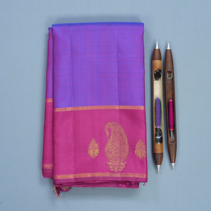 Hayagrivas Handloom Purple Kanjivaram Silk Saree with Pink Border KBF599G4-2