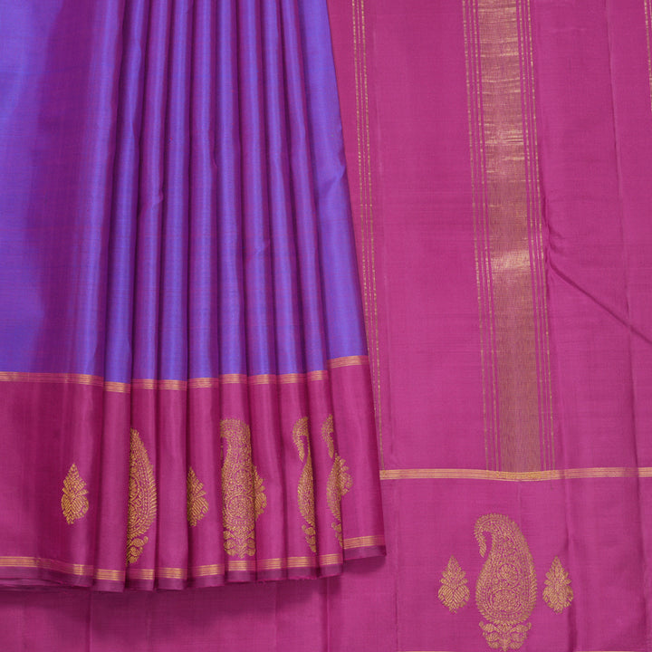 Hayagrivas Handloom Purple Kanjivaram Silk Saree with Pink Border KBF599G4-2