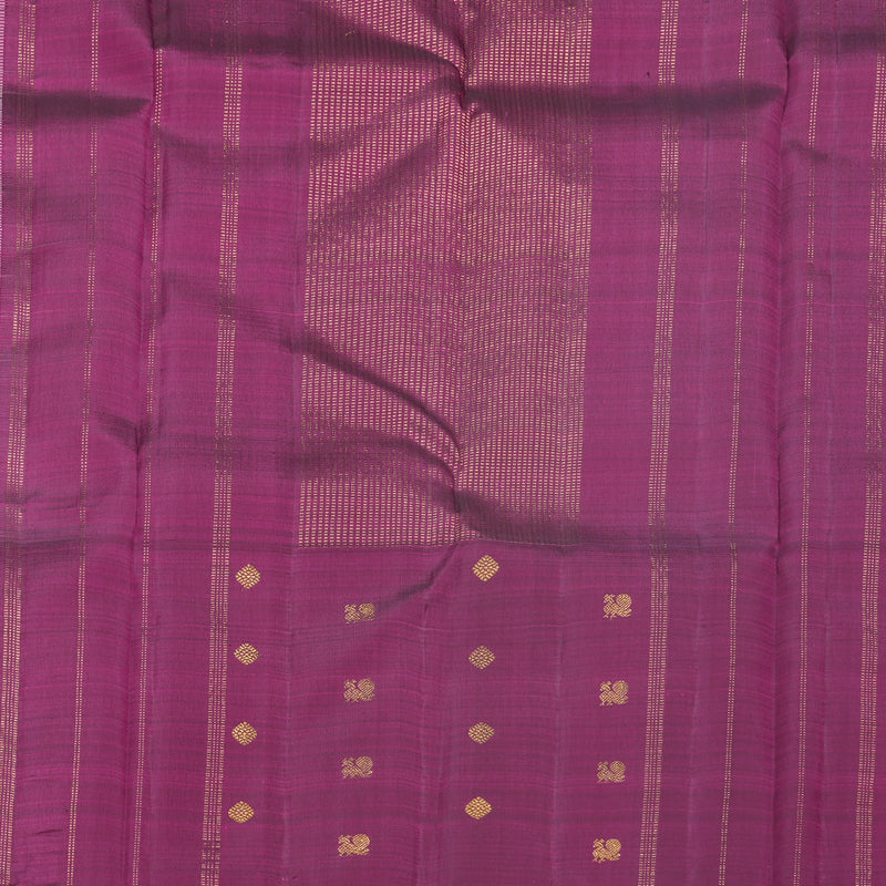 Hayagrivas Handloom Half-White Kanjivaram Silk Saree with Purple Border KBF599G5-1