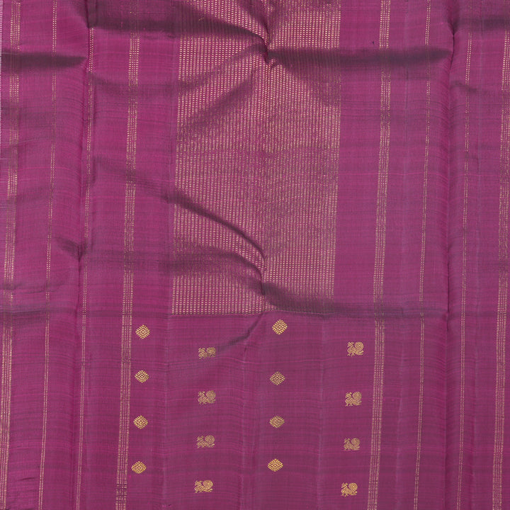 Hayagrivas Handloom Half-White Kanjivaram Silk Saree with Purple Border KBF599G5-1