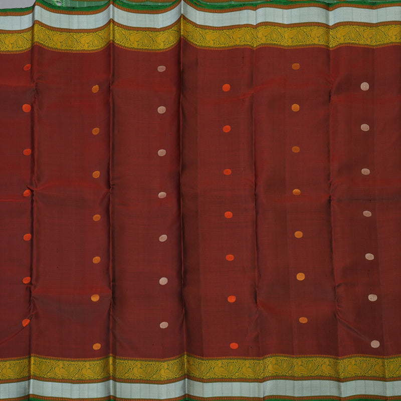 Hayagrivas Handloom Wine Maroon Kanjivaram Silk Saree with Green Border KBF59D1-7