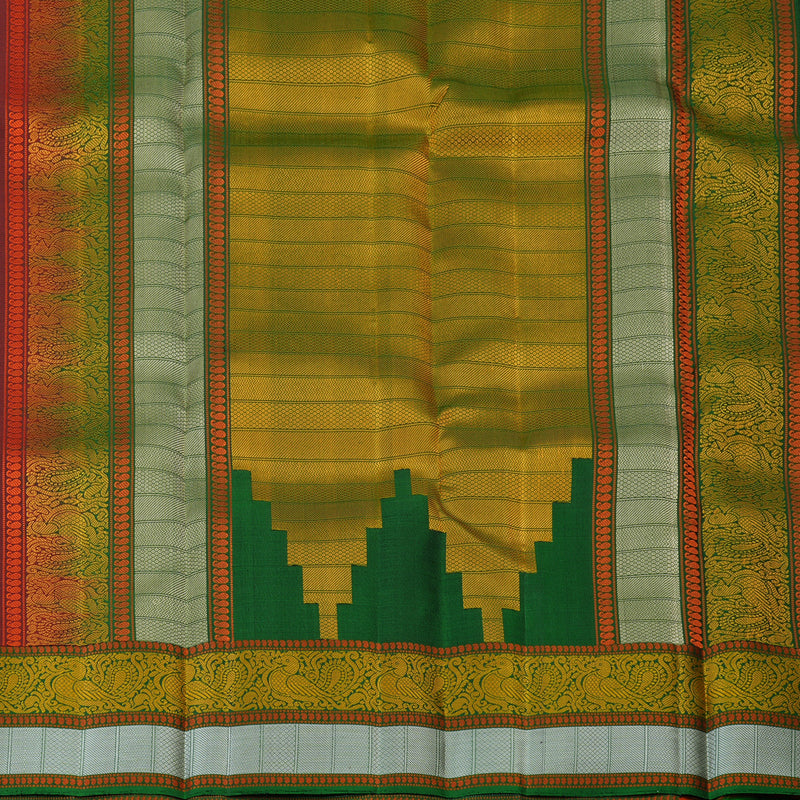 Hayagrivas Handloom Wine Maroon Kanjivaram Silk Saree with Green Border KBF59D1-7