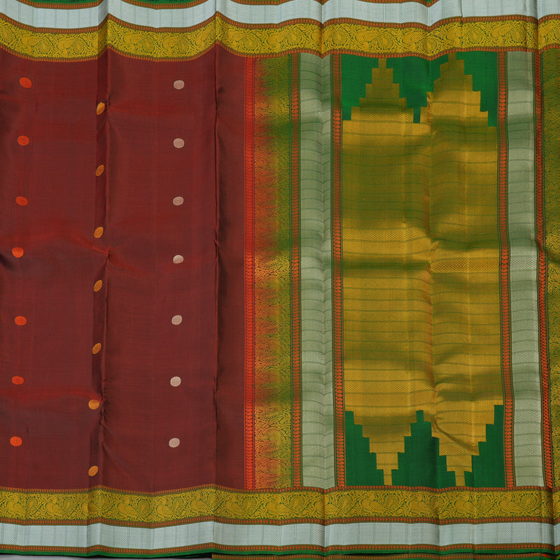 Hayagrivas Handloom Wine Maroon Kanjivaram Silk Saree with Green Border KBF59D1-7