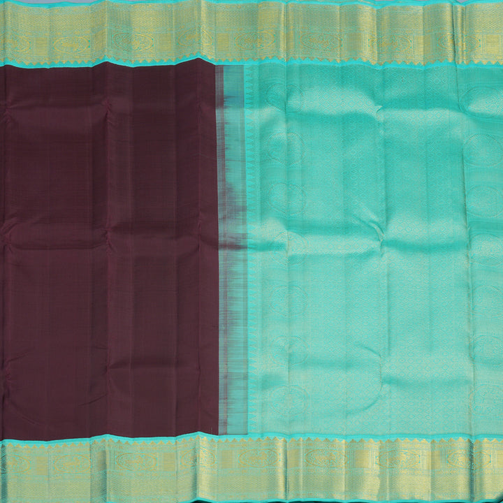 Hayagrivas Handloom Nagapazham Kanjivaram Silk Saree with Sky Blue Border KBF5D2-3
