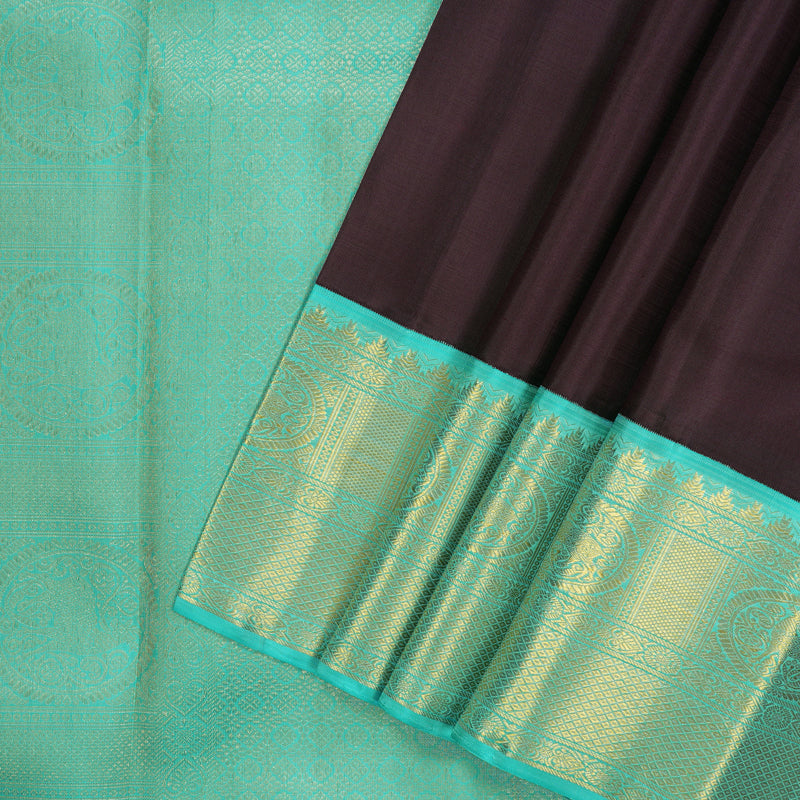 Hayagrivas Handloom Nagapazham Kanjivaram Silk Saree with Sky Blue Border KBF5D2-3